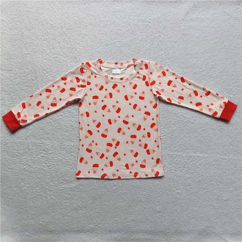 10.13 RTS NO MOQ (In stock)G2-20/* Baby Boys Long Sleeve Top Light pink striped triangle five-pointed star top