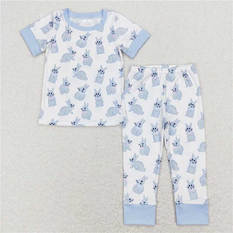 BSPO0237 Baby Boys Easter Bunny Short Sleeve Tee Pants Pajamas Clothes Sets