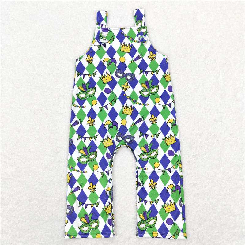 12.19 RTS NO MOQ (In stock)SR0600 Baby Infant Boys Mardi Gras Aztec Straps Sleeve Rompers