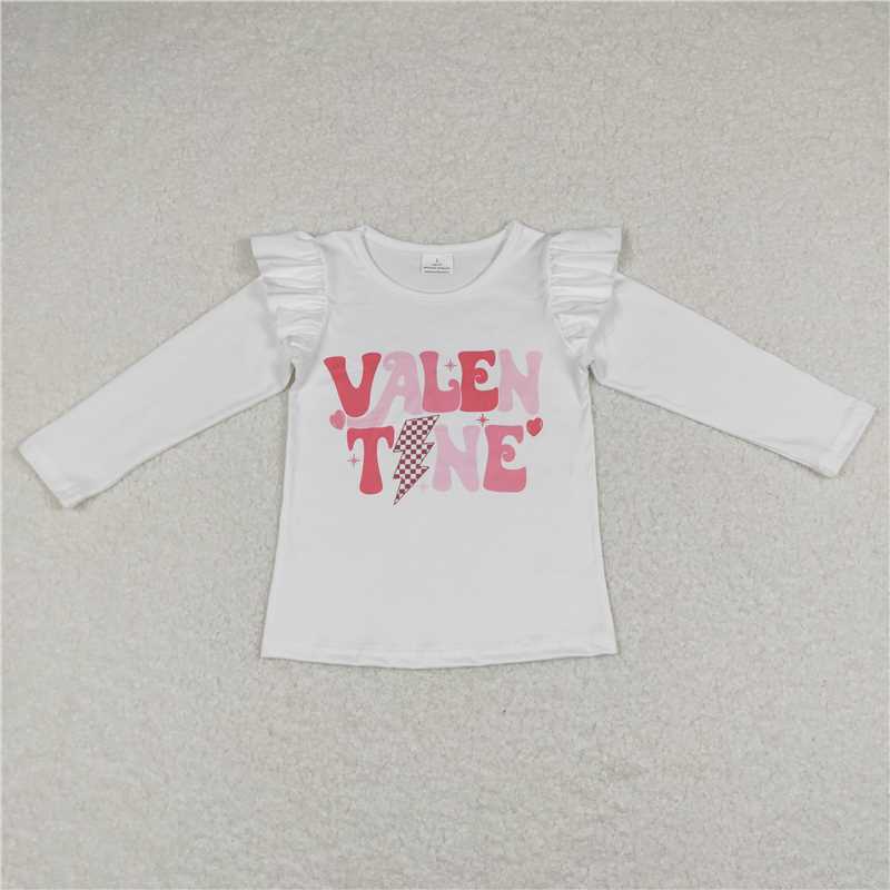 GT0440 Baby Girls White Valentine Long Sleeve Tee Shirts Tops