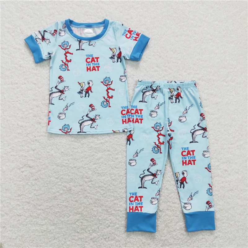 BSPO0185 Baby Boys Cat Dr Reading Top Pants Pajamas Clothing Sets