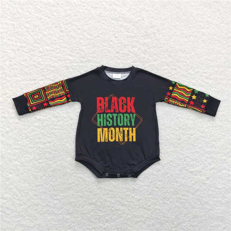 RTS LR0900 Black History Month letter star stripe black long-sleeved jumpsuit