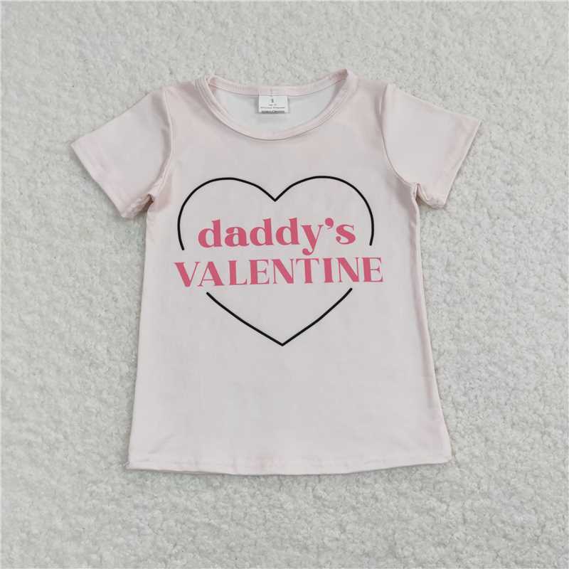 GT0452Daddy's valentine heart girls short sleeves shirt
