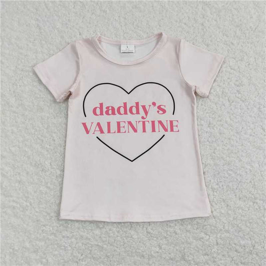 GT0452Daddy's valentine heart girls short sleeves shirt