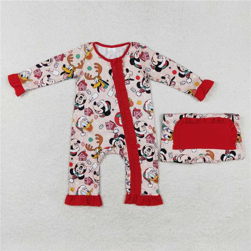 LR1334Duck mouse deer baby girls Christmas zipper romper