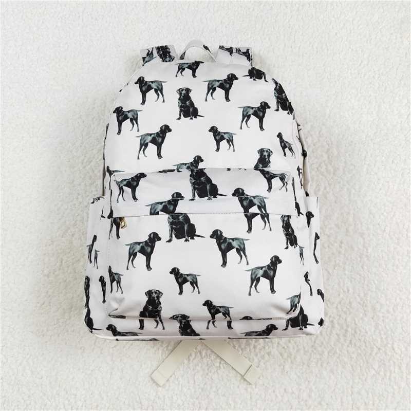 BA0230 Baby Kids Girls Dogs Black Backpack Zip Back Bags