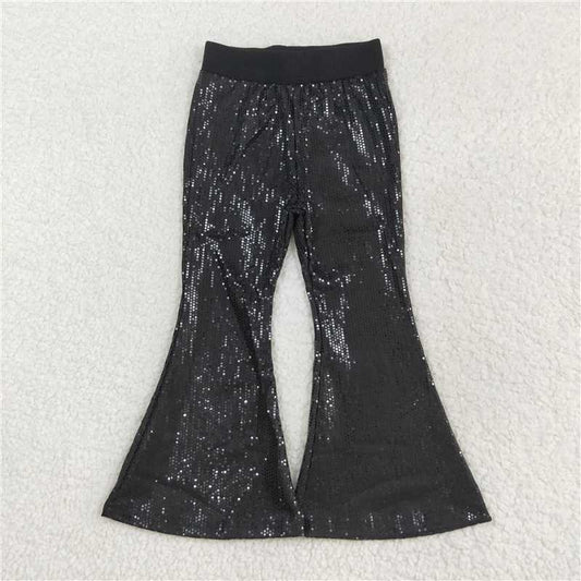 USA Shop (in stock)P0495  Baby Girls Sequin Black Bell Bottom Pants