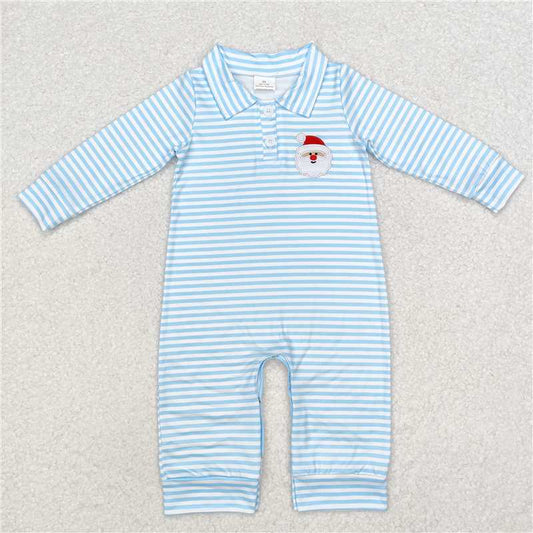 RTS LR1475 Embroidered Santa Claus blue striped long-sleeved jumpsuit
