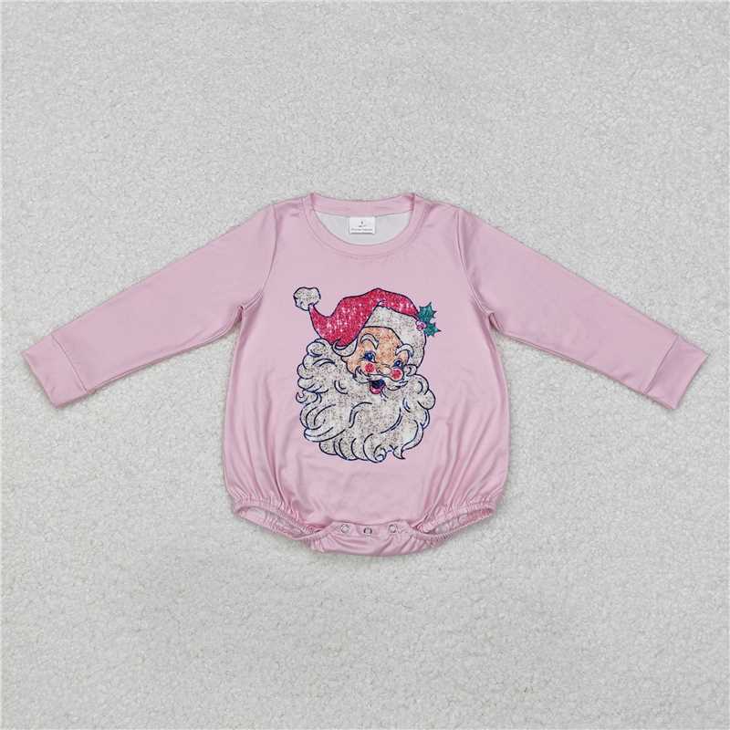 11.29 RTS NO MOQ (In stock)LR1819 Baby Infant Girls Pink Christmas Santa Rompers