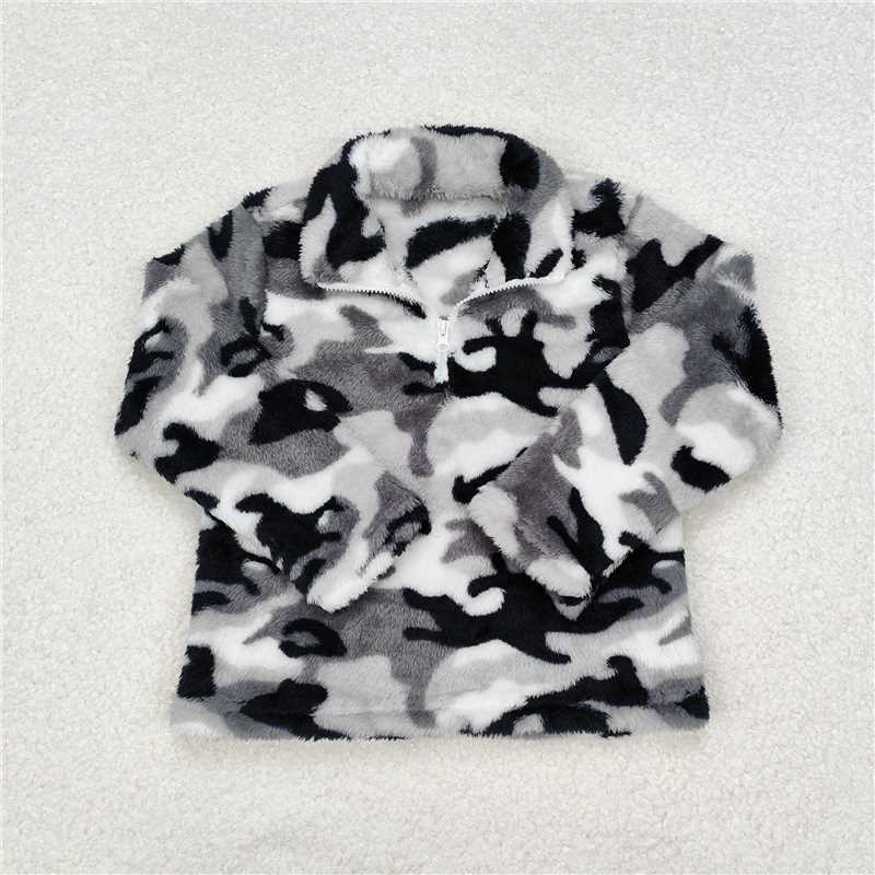BT0744 Sibling Brother Baby Boys Fall Camouflage Zip Pullovers Tee Tops
