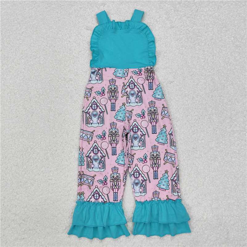 SR2009 Baby Girls Blue Christmas Soldier Straps Jumpsuits