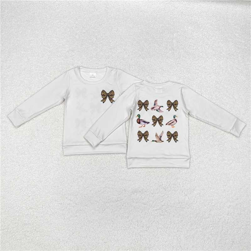 GT0759 Baby Girls Bows Deers Hunting Long Sleeve Tops