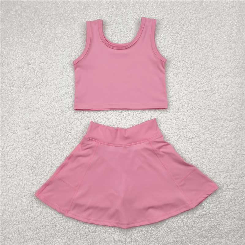 12.18 RTS NO MOQ (In stock)Matching GSD1978 Baby Girls Rust Vest Top Sports Skorts Clothes Sets