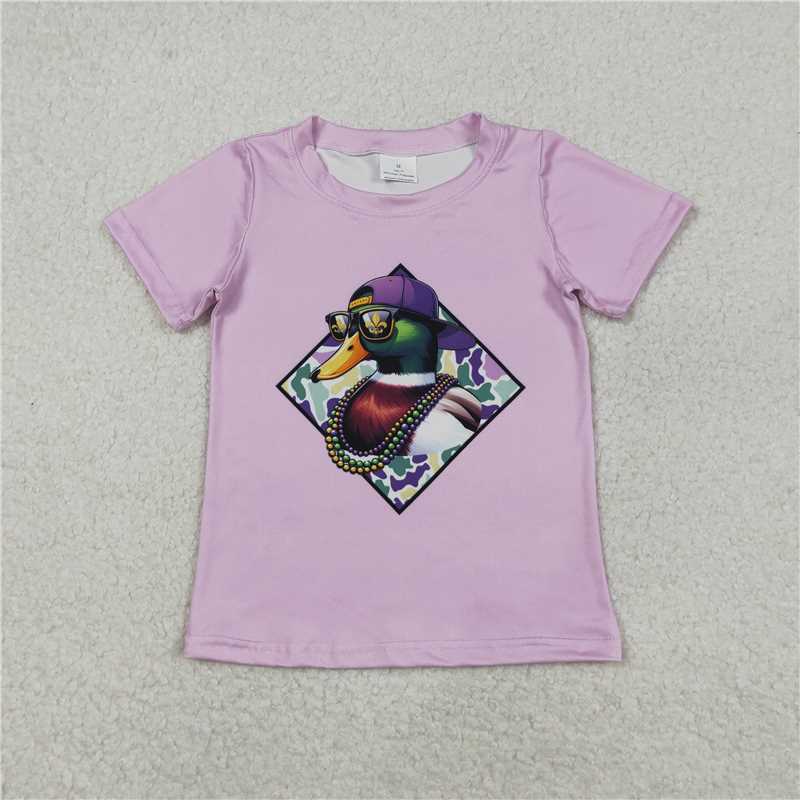 12.19 RTS NO MOQ (In stock)BT1415 Baby Boys Mardigras Camo Duck Short Sleeve Tee Shirts Top