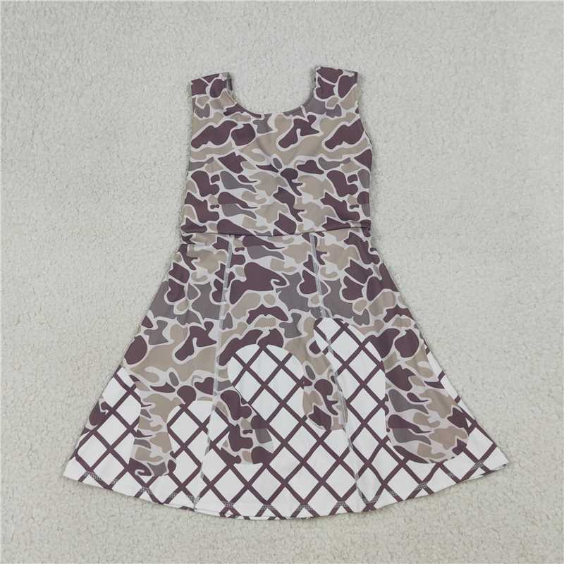 USA Warehouse (IN STOCK) GSD2819 Sleeveless camo ice cream sprinkle girls athletic dresses
