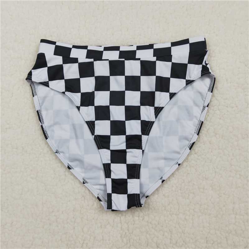USA Warehouse (IN STOCK) S0736+S0737 Black plaid adult women summer swim outfits