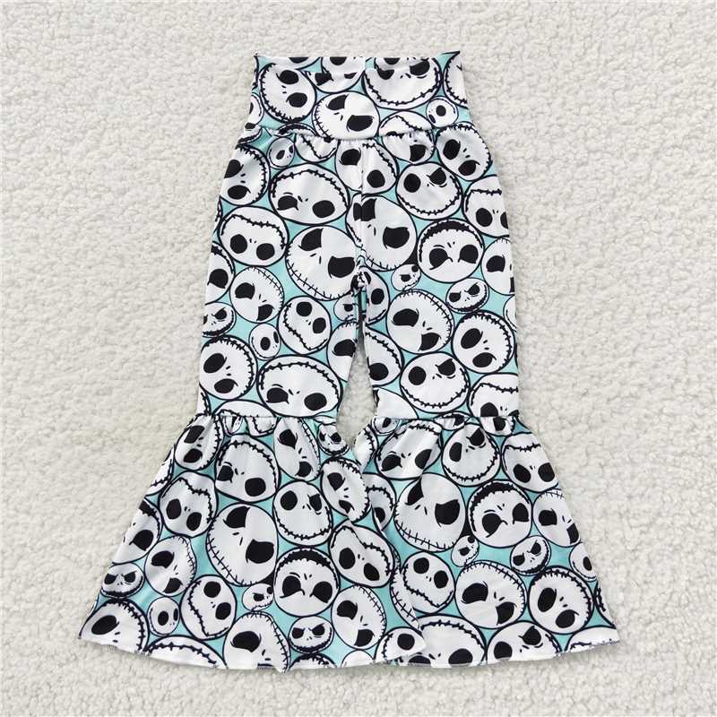P0258 Baby Girls Blue Halloween Face Bell Pants