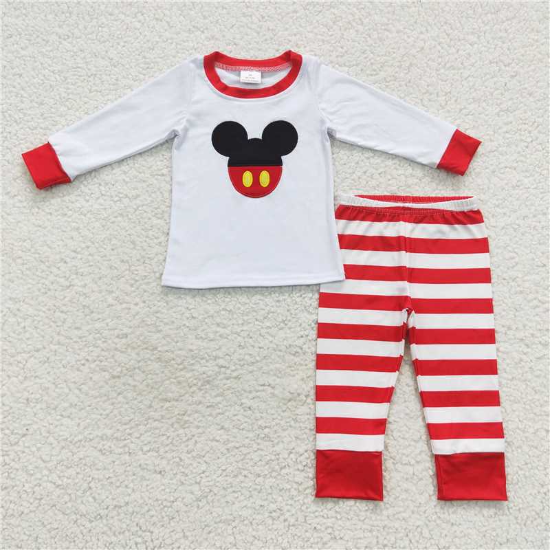 BLP0205Long sleeves mouse stripe pants kids boy pajamas