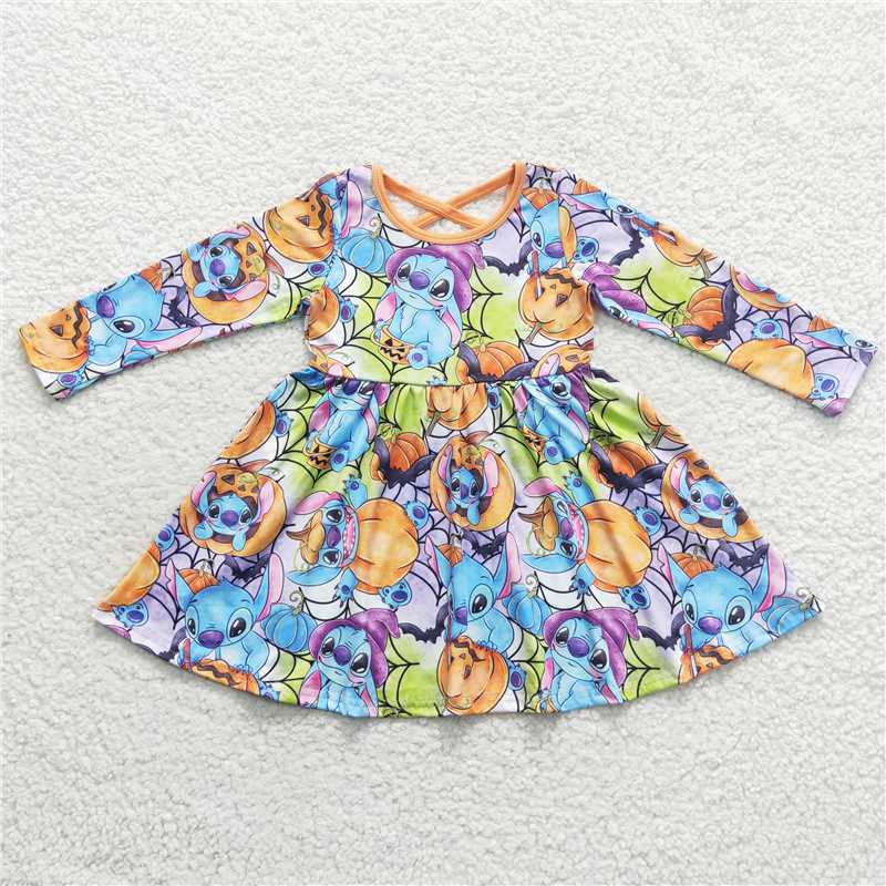GLD0330 Baby Girls Halloween Orange Pumpkin Twirl Dresses