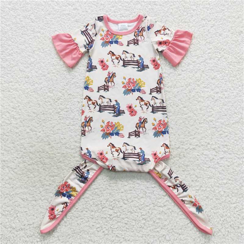 NB0021 Baby Newborn Western Rodeo Short Sleeve Gowns
