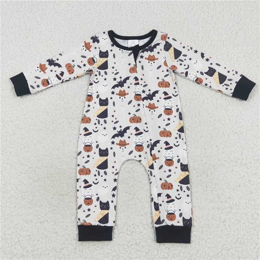 RTS LR0554 Star Bat Kitten Pumpkin Lantern Zipper Long Sleeve Bodysuit