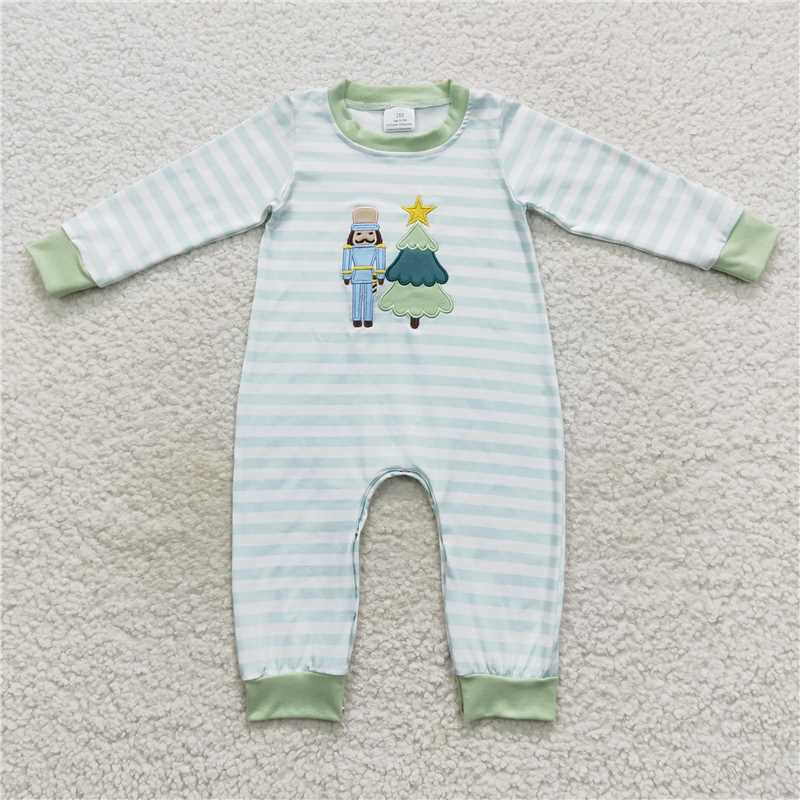 LR0479 Baby Boys Christmas Tree Soldier Long Sleeve Rompers