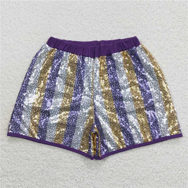 SS0118 SS0120 SS0119 Adult Girls Sequin Striped Shorts
