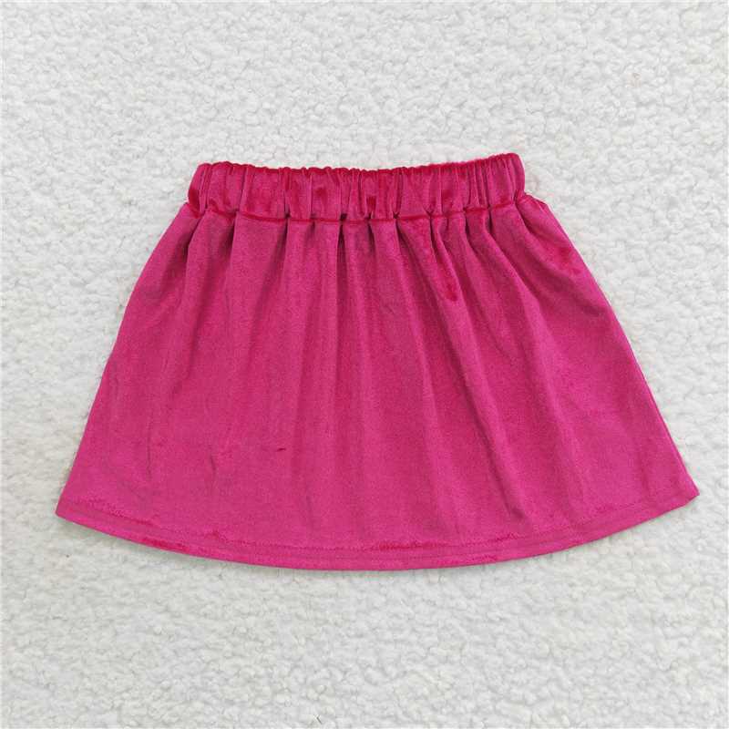 GLK0017 Baby Girls Hotpink Velvet Knee Length Skirts