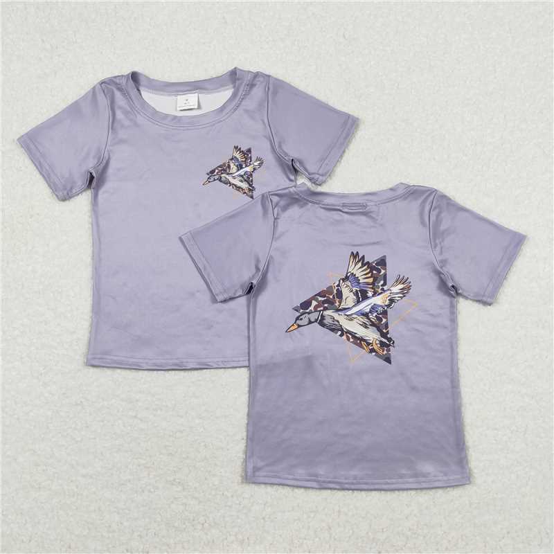 BT0599Grey short sleeves duck camo boys T-shirt