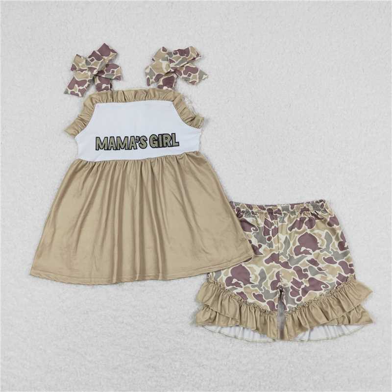GSSO0593Suspender mama's girl tunic camo shorts girls clothes