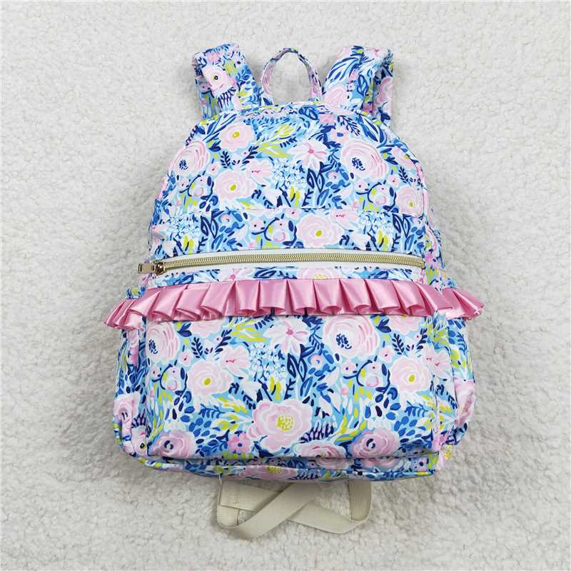 USA Shop (in stock)BA0175 Baby Kids Girls Blue Purple Flowers Backpack Back Bags