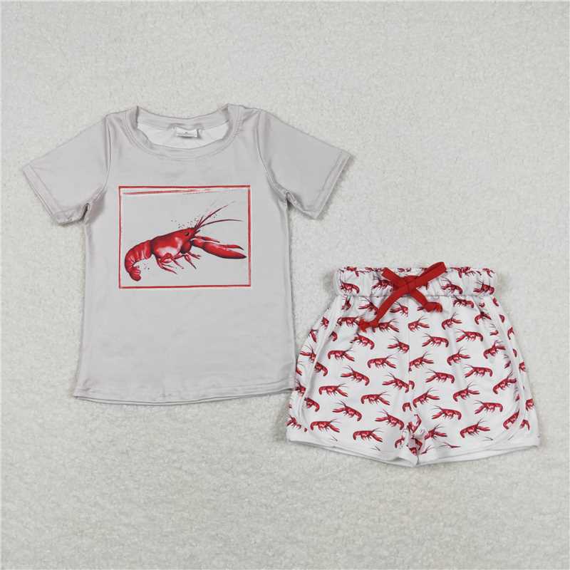 BSSO0745 Baby Boys Grey Crawfish Tee Shirts Tops Shorts Clothes Sets