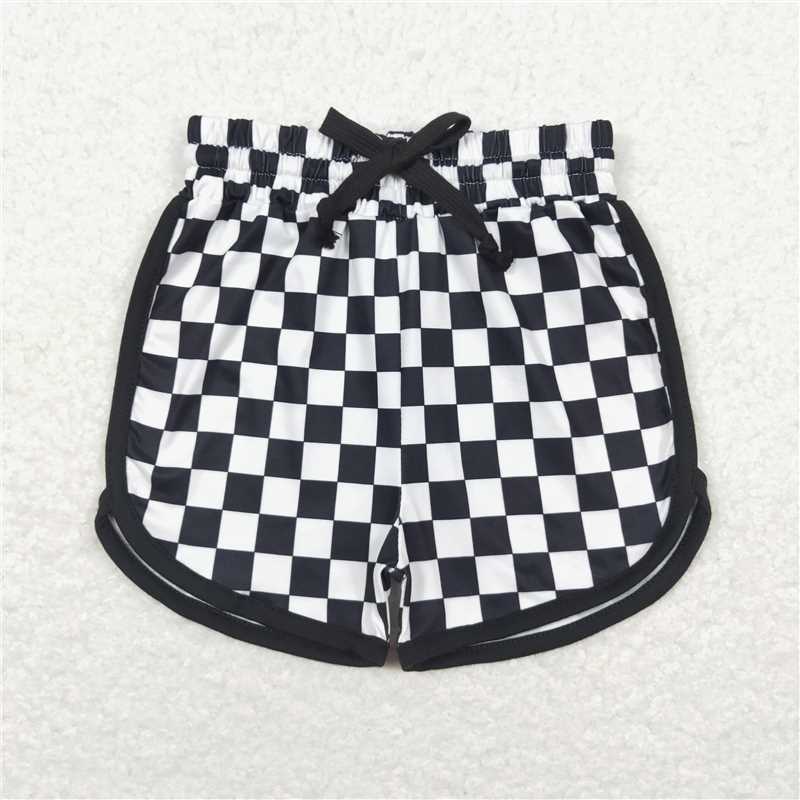 SS0278 Mommy and Me Adult Baby Girls Black Checkered Bottoms Shorts