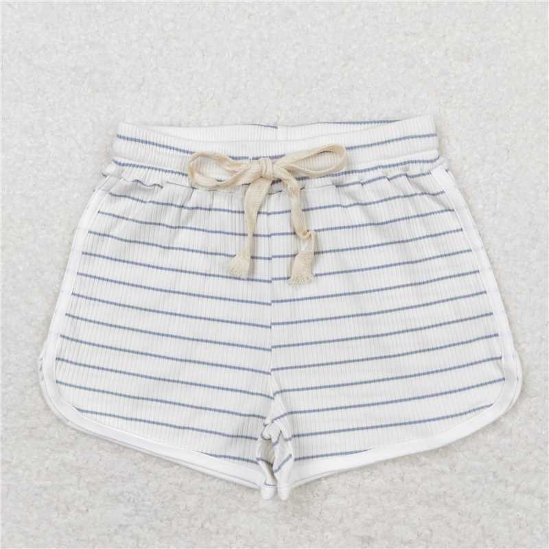 SS0334 Baby Girls Light Blue Stripes Summer Sports Design Shorts