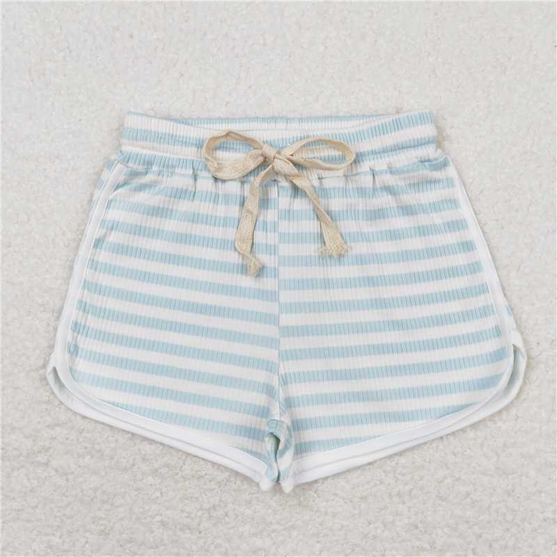 SS0335 Baby Girls Blue Stripes Summer Sports Design Shorts