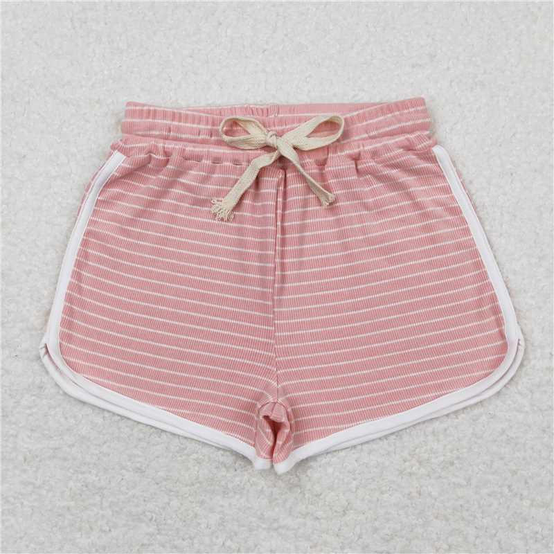 SS0338 Baby Girls Pink Stripes Summer Sports Design Shorts