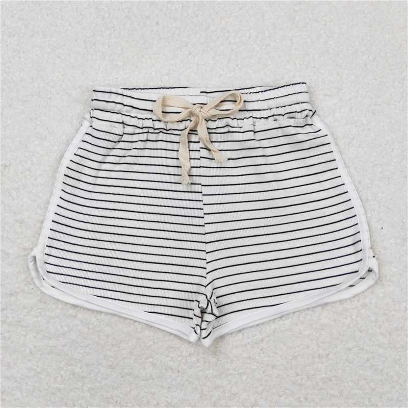 SS0340 Baby Girls Black Stripes Summer Sports Design Shorts
