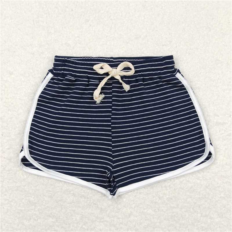 SS0343 Baby Girls Black White Stripes Summer Sports Design Shorts
