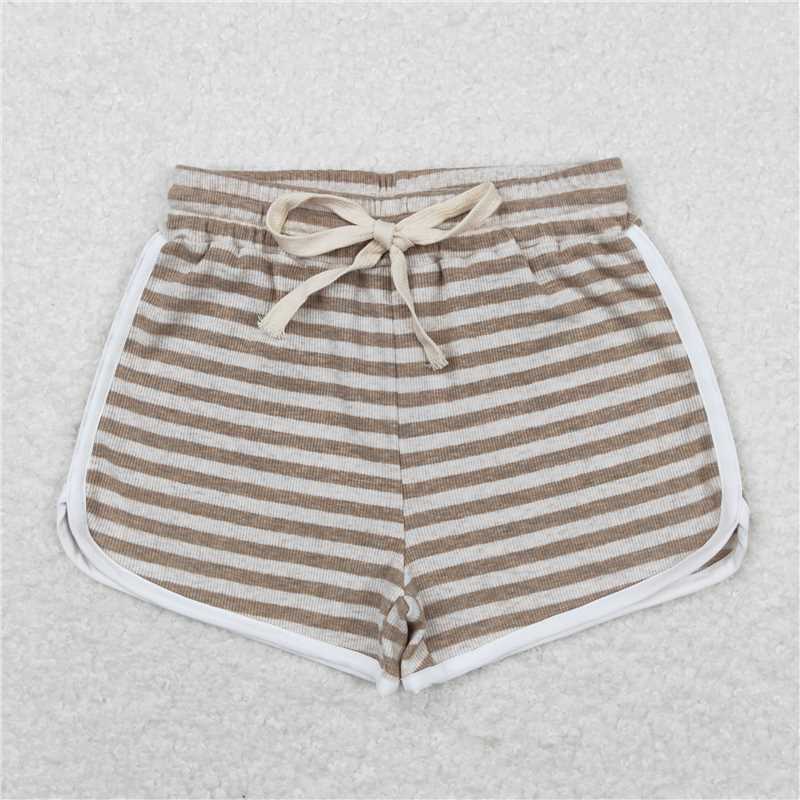 SS0346 Baby Girls Green Purple Stripes Summer Sports Design Shorts