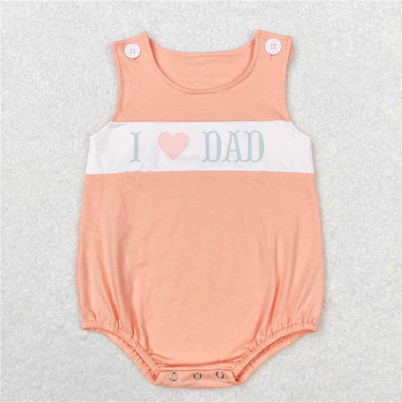 SR1350 Baby Boys I Love Dad Sleeveless Summer Rompers