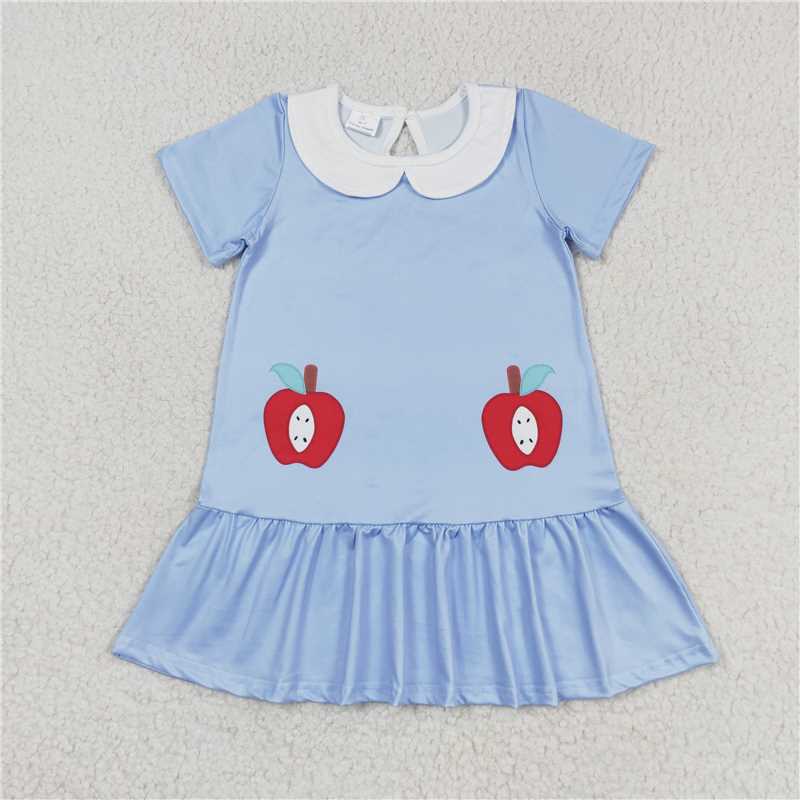 GSD0953 Baby Girls Short Sleeve Apples Knee Length Dresses