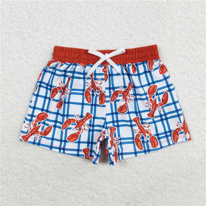S0364 Crayfish blue plaid swimming trunks
