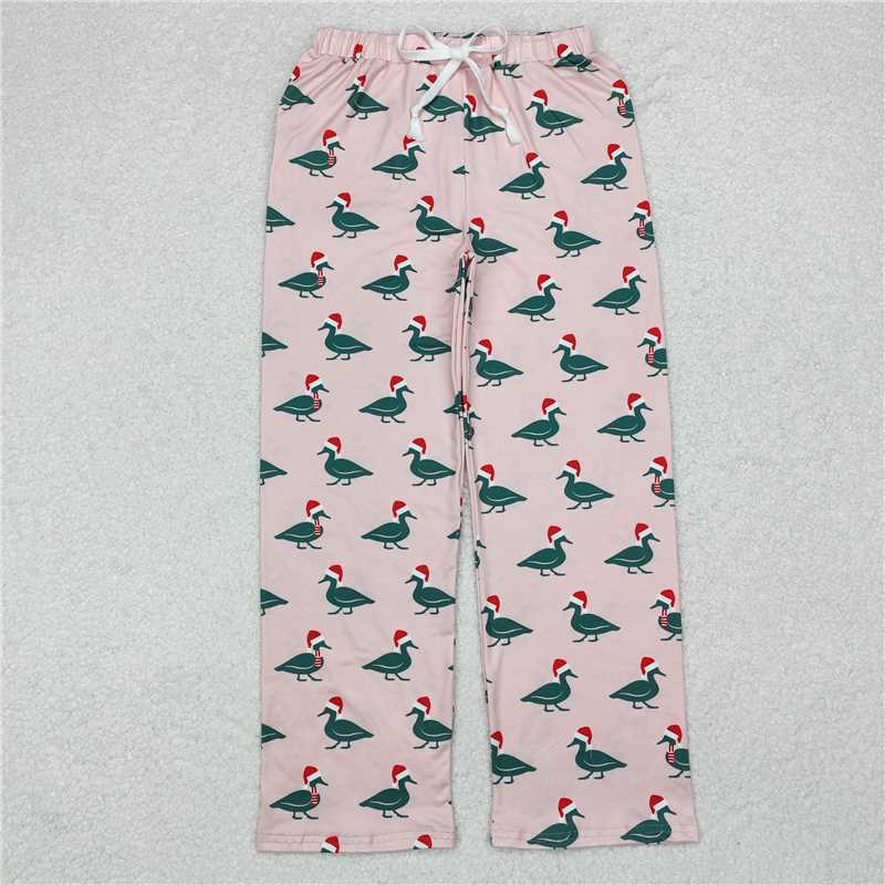 P0637 Adult Women Christmas Ducks Pocket Bottom Pants Pajamas