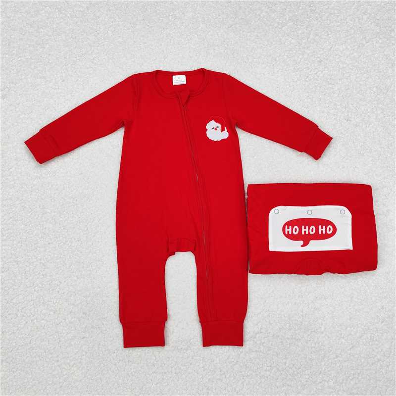 RTS LR2052 hoho embroidered Santa Claus red zipper long-sleeved jumpsuit