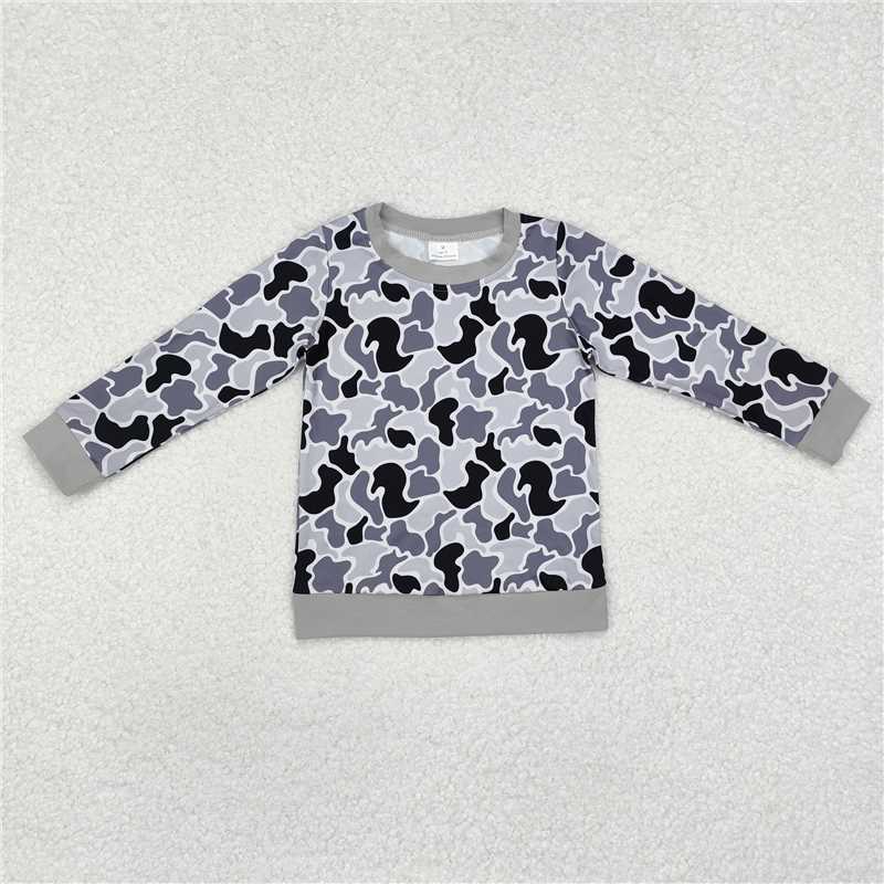 BT1061 Baby Boys Grey Camouflage Long Sleeve Tee Shirt