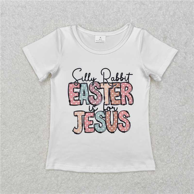 12.24 RTS NO MOQ (In stock)GT0898 Baby Girls Silly Rabbit Easter Jesus Short Sleeve Tee Shirts Tops