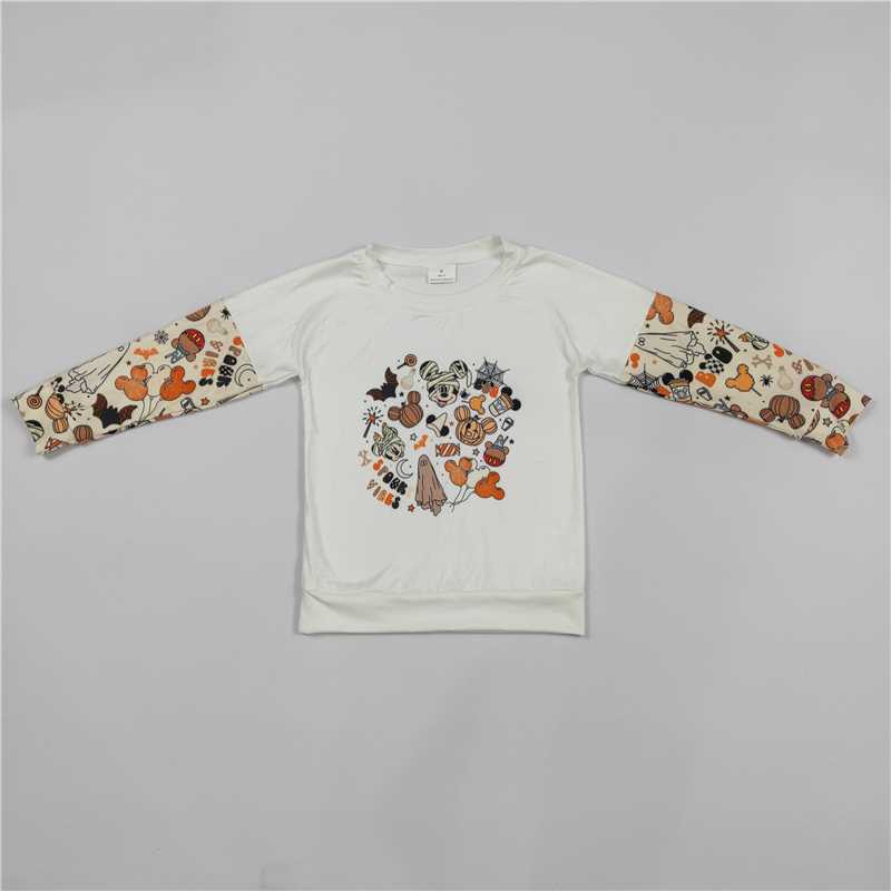 10.14 RTS NO MOQ (In stock)G2-16. Baby Boys Long Sleeve Top Pumpkin Mickey Long Sleeve Top