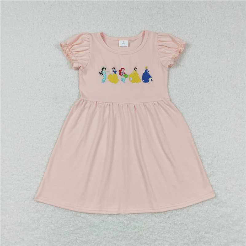 GSD0510 Embroidered Disney Princess pink short-sleeved dress