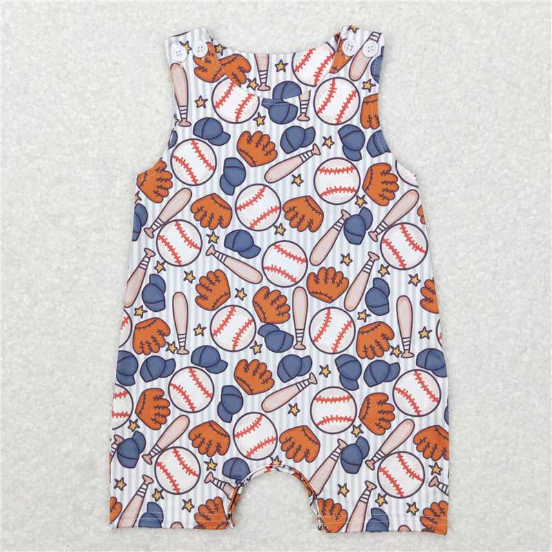 USA Warehouse (IN STOCK) SR0540 Baby Boys Baseball Sleeveless Rompers