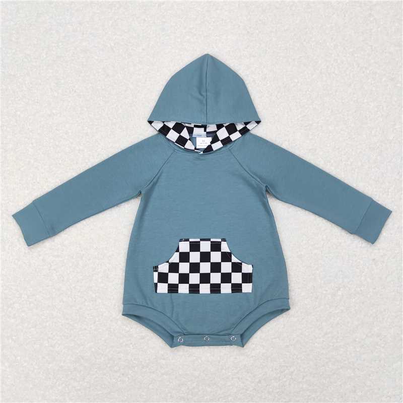 Baby Boys Plaid Hooded Long Sleeve Cropped Romper Mixed Sizes